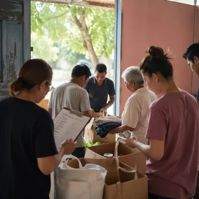 Church Volunteers Packing Outreach Supplies