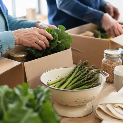 Church Volunteers Packing Community Meal Supplies
