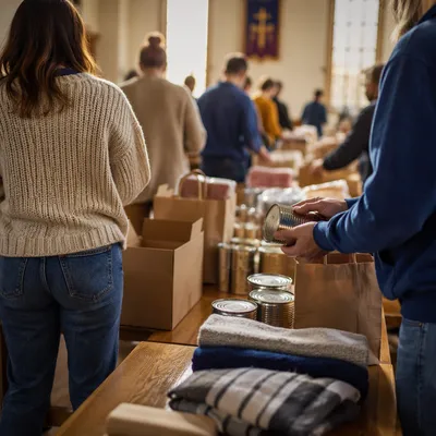 Church Volunteers Packing Relief Supplies