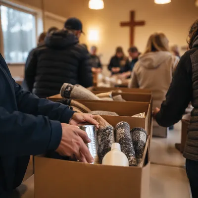 Church Volunteers Packing Relief Supplies