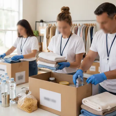 Church Volunteers Packing Relief Supplies