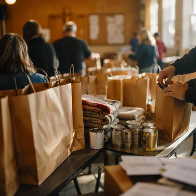 Church Volunteers Packing Relief Supplies