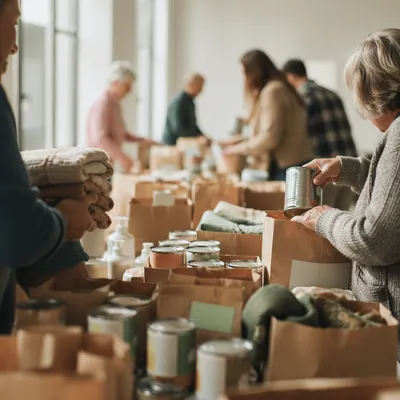 Church Volunteers Packing Relief Supplies