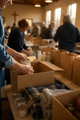 Church Volunteers Packing Relief Supplies