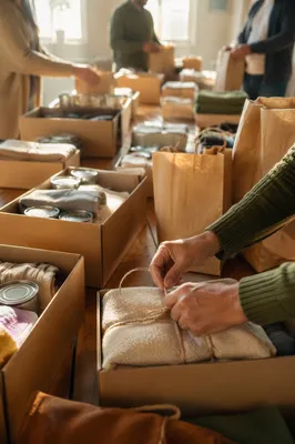 Church Volunteers Packing Care Supplies