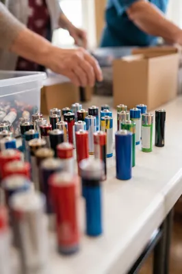 Church Volunteers Sorting Batteries for Supply Kits
