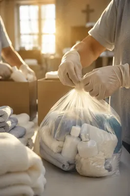 Church Volunteers Packing Outreach Supplies
