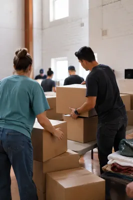 Church Volunteers Packing Community Supplies