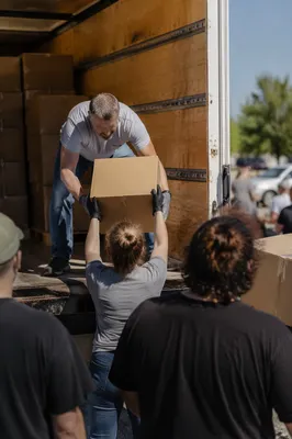 Church Volunteers Packing Community Supplies