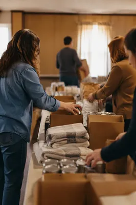 Church Volunteers Packing Relief Supplies