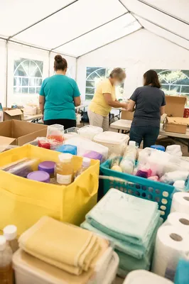 Church Volunteers Packing Outreach Supplies