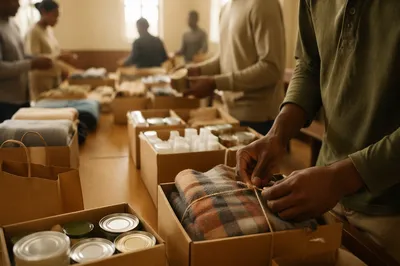 Church Volunteers Packing Community Care Supplies