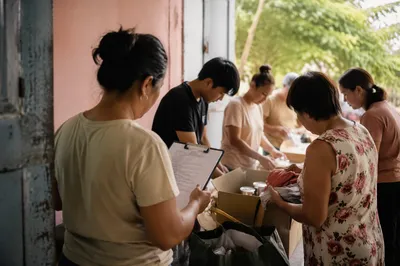 Church Volunteers Packing Outreach Supplies