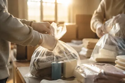 Church Volunteers Packing Outreach Supplies