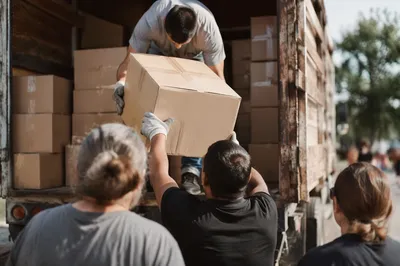 Church Volunteers Packing Community Supplies