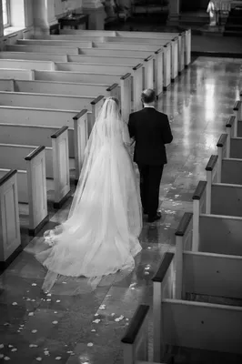 Black and White Chapel Wedding Aisle