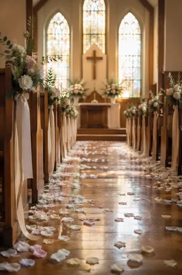 Quiet Church Wedding Aisle Before Ceremony