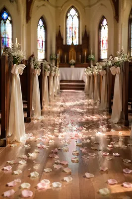Church Wedding Aisle with Rose Petals