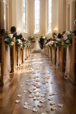 Church Wedding Aisle with Rose Petals