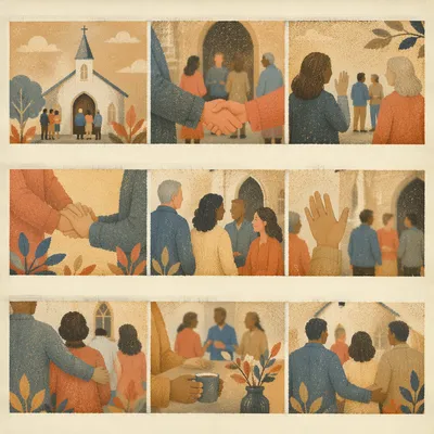 Warm Church Welcome Handshake Contact Sheet