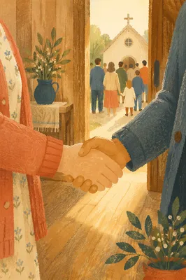 Warm Church Welcome Handshake at Chapel Door