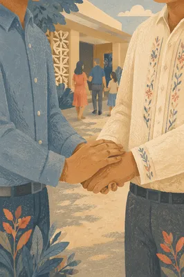 Warm Church Welcome Handshake at Entrance