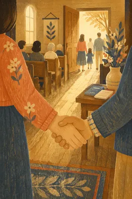 Warm Church Welcome Handshake at Chapel Door