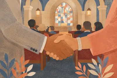 Warm Church Welcome Handshake Greeting