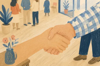 Warm Church Welcome Handshake Greeting
