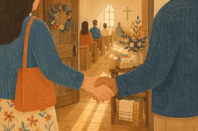Warm Church Welcome Handshake at Chapel Door