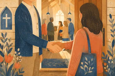 Warm Church Welcome Handshake at Chapel Door
