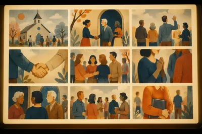Warm Church Welcome Handshake Contact Sheet