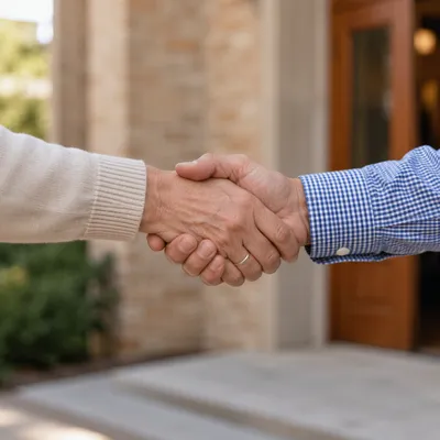 Warm Church Welcome Handshake at Entrance