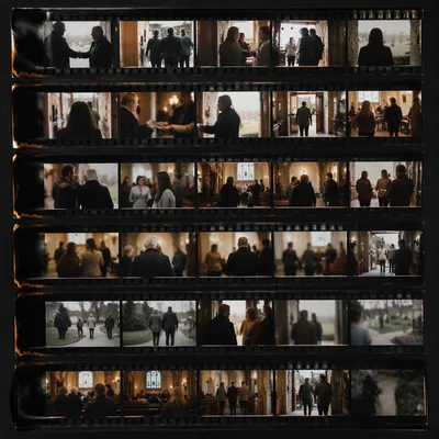 Church Welcome Handshakes on 35mm Contact Sheet