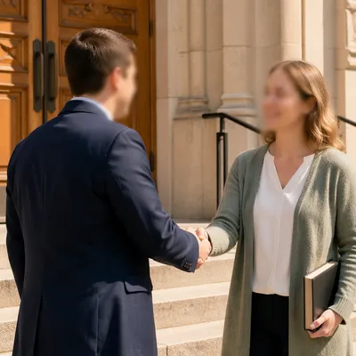 Warm Church Welcome Handshake at Entrance