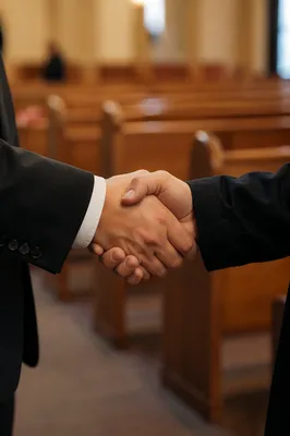 Warm Church Welcome Handshake at Entrance