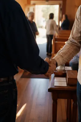 Warm Church Welcome Handshake at Chapel Door