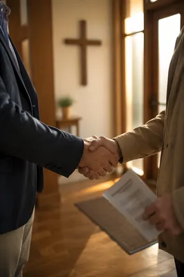 Warm Church Welcome Handshake in Chapel