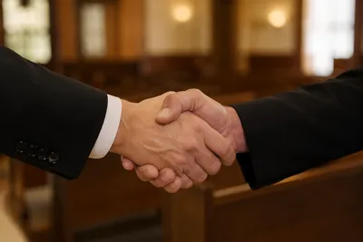 Warm Church Welcome Handshake at Entrance