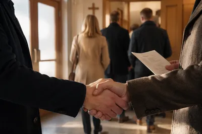 Warm Church Welcome Handshake at Entrance
