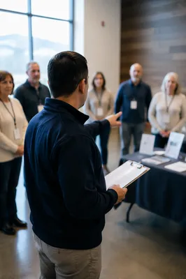 Church Welcome Team Training in Lobby