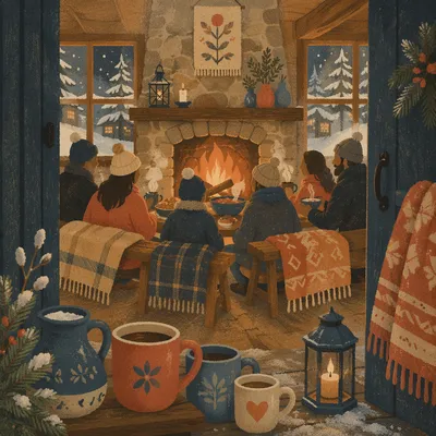 Warm Winter Church Retreat Cabin Fellowship