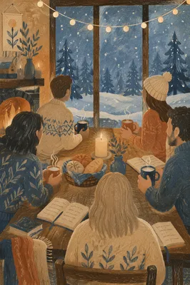 Winter Church Retreat Cabin Fellowship Scene