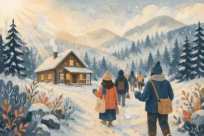 Peaceful Winter Church Retreat Cabin Fellowship