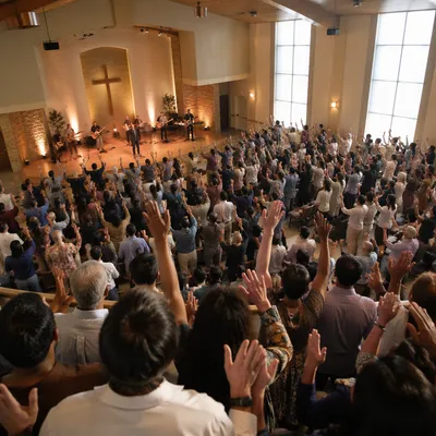 Aerial View of Church Worship Gathering