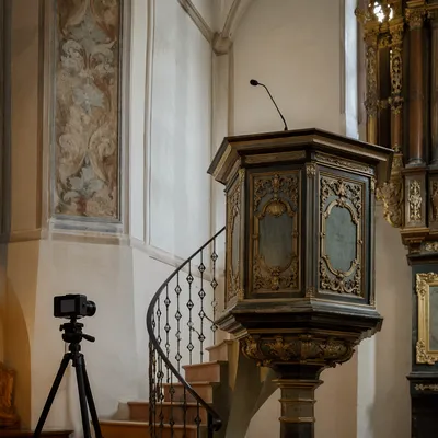 Historic Church Sanctuary Ready for Sermon Recording