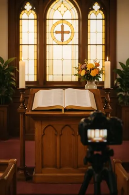 Church Sanctuary Setup for Sermon Recording