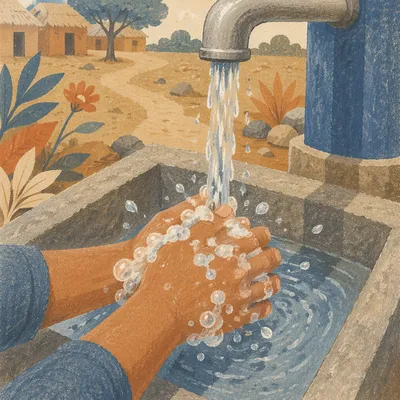 Hands Washed at Village Water Well
