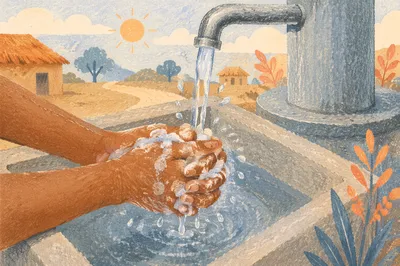 Clean Water Mission Handwashing at Village Well