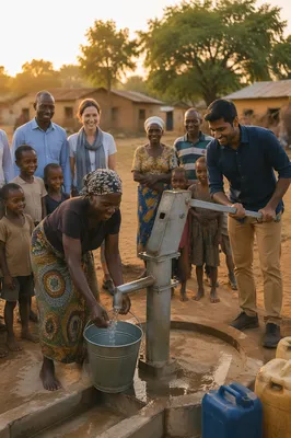 Village Residents Around New Water Well